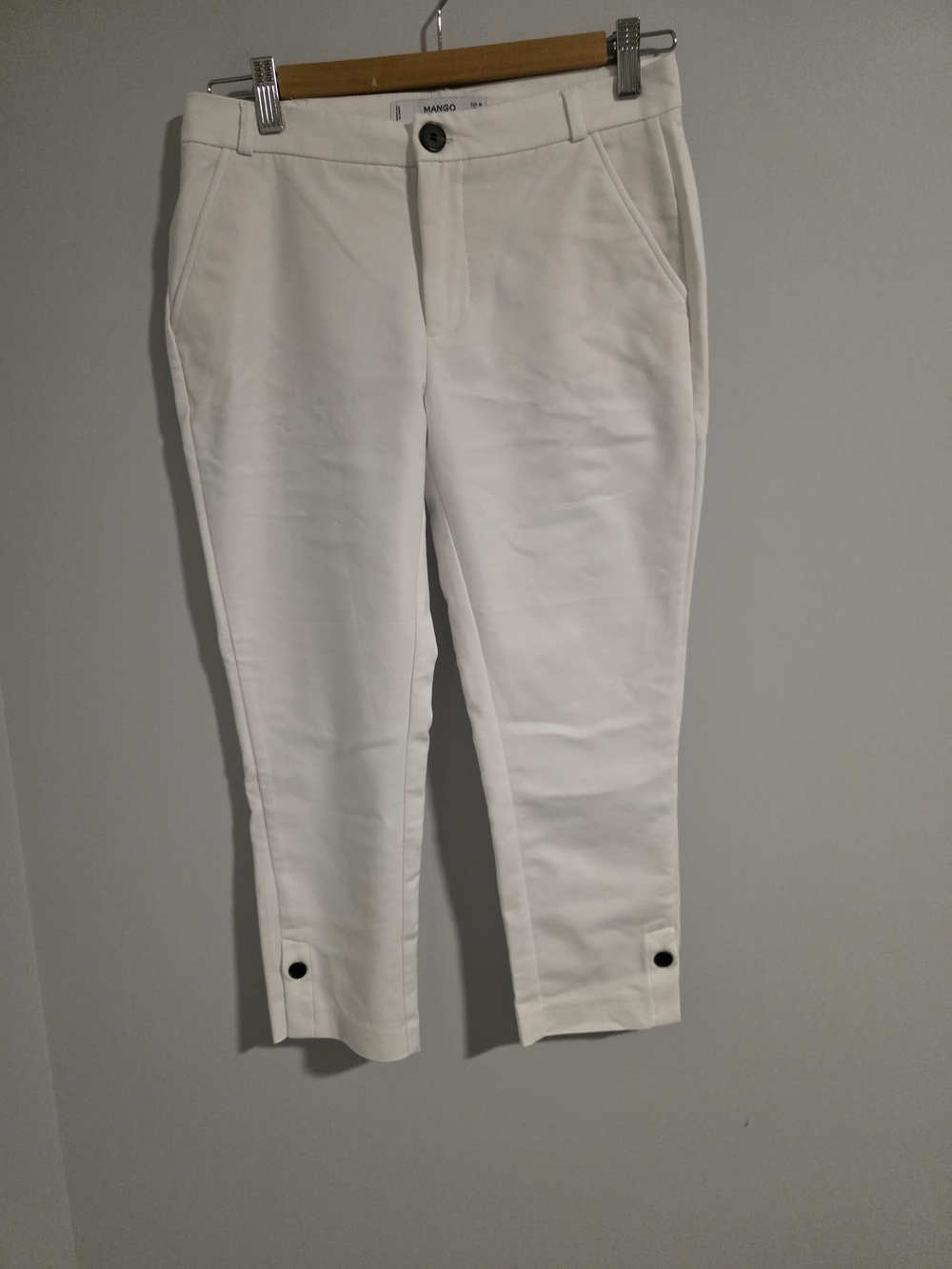 Mango Basics White Cropped Straight Leg Pants Size 4 - Picture 3 of 10
